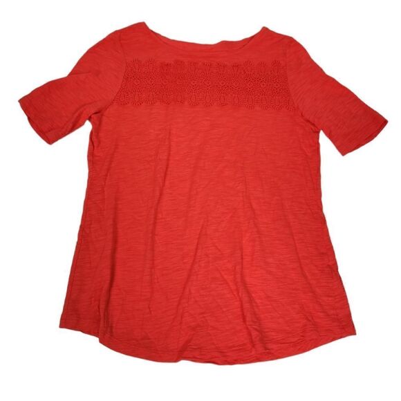 Talbots Petite Crochet Lace Yoke T-shirt - Picture 1 of 6